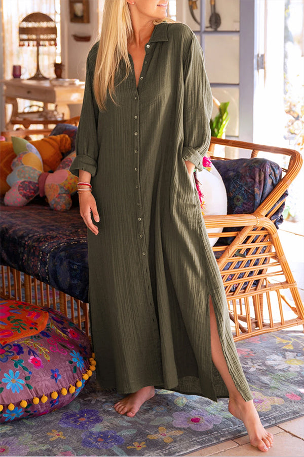 CD | Verde Rochie maxi încrețită, cu fantă laterală, largă