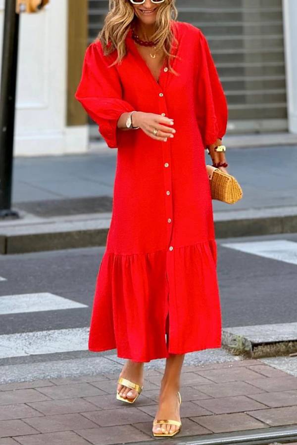 CD | Rochie maxi roșie, largă
