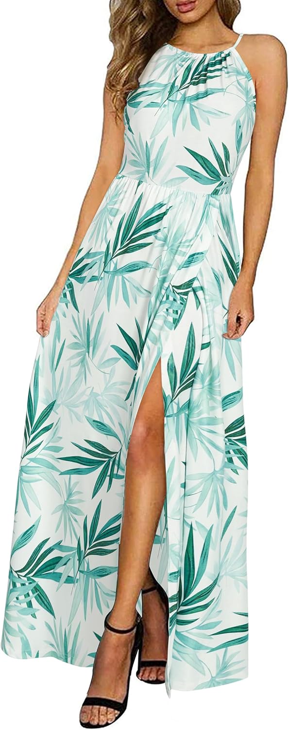 CD | Halter rochie maxi cu tăietură