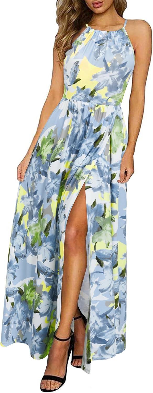 CD | Halter rochie maxi cu tăietură