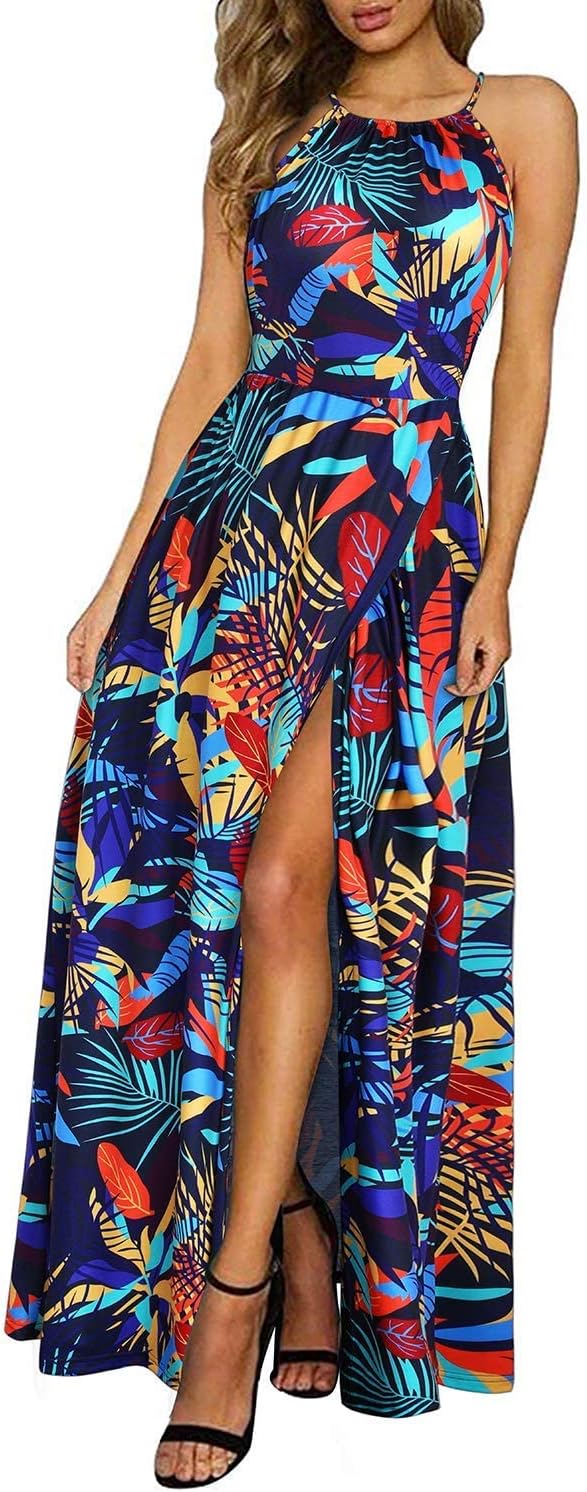 CD | Halter rochie maxi cu tăietură