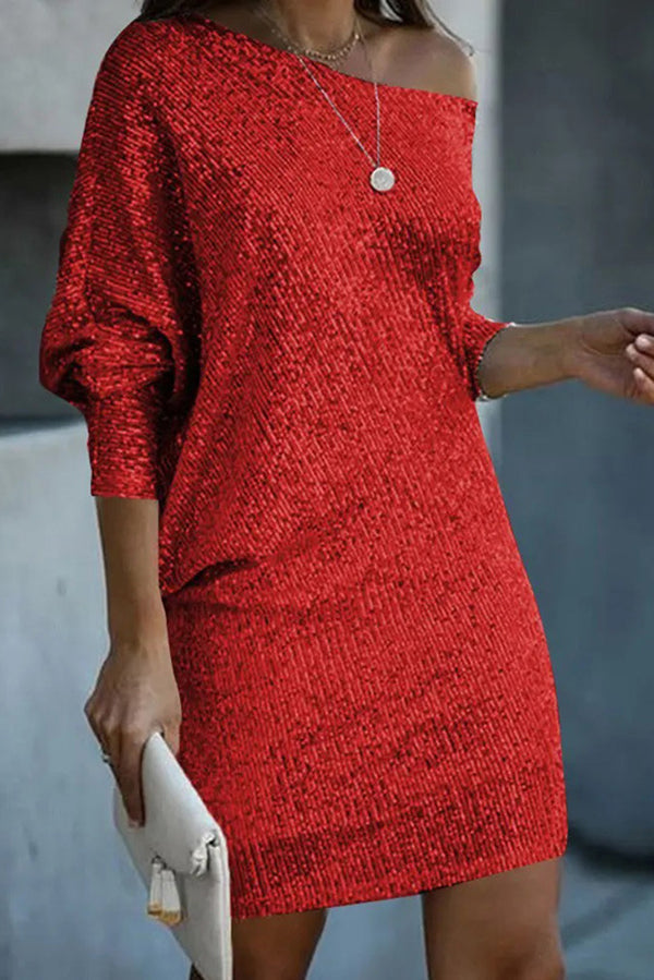 CD | Solid paiete Off-shoulder vrac Mini rochie