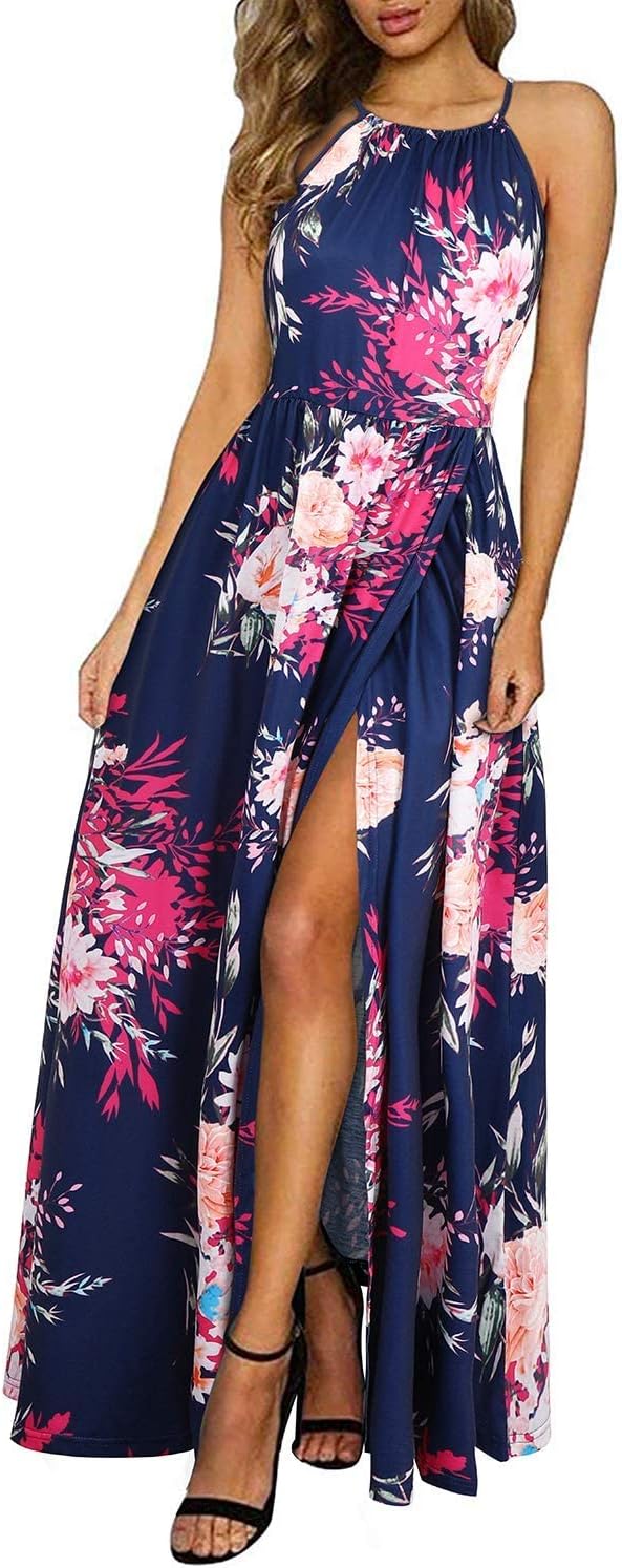 CD | Halter rochie maxi cu tăietură