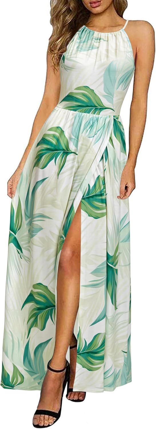 CD | Halter rochie maxi cu tăietură