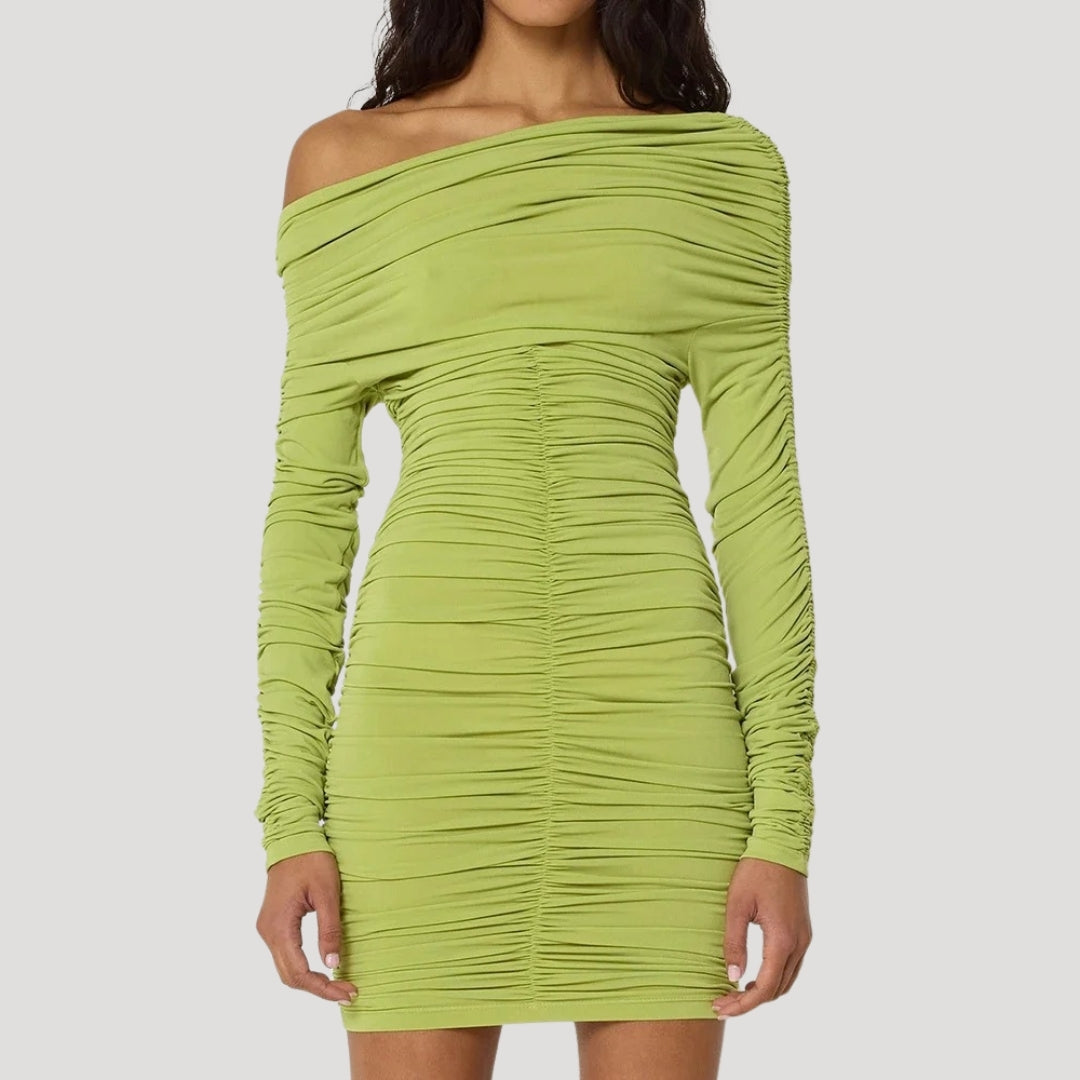 CD | Femeii off-the-shoulder bodycon rochie mini cu volane