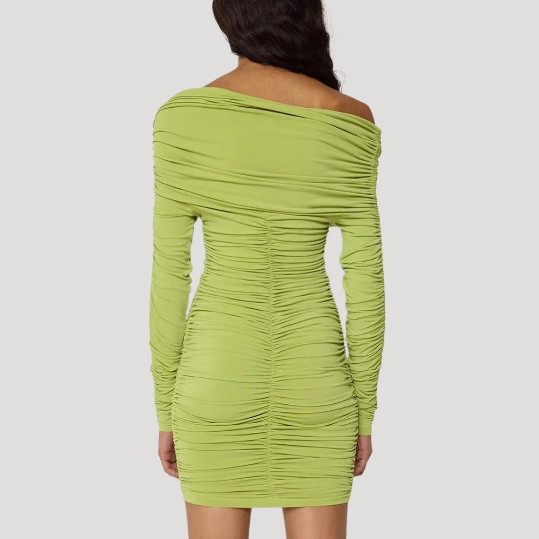 CD | Femeii off-the-shoulder bodycon rochie mini cu volane