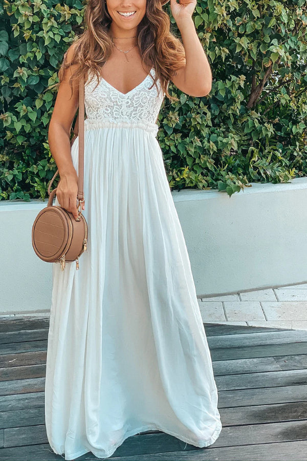 CD | ROCHIE MAXI OFF WHITE CU SPATELE DESCHIS ȘI TIV EVAZAT