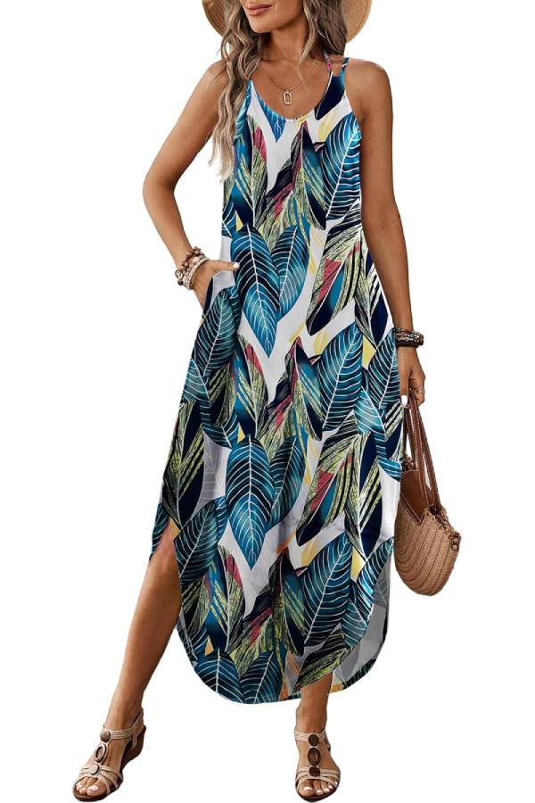 CD | Casual V-neck halter fantă boemă plajă resort rochie maxi