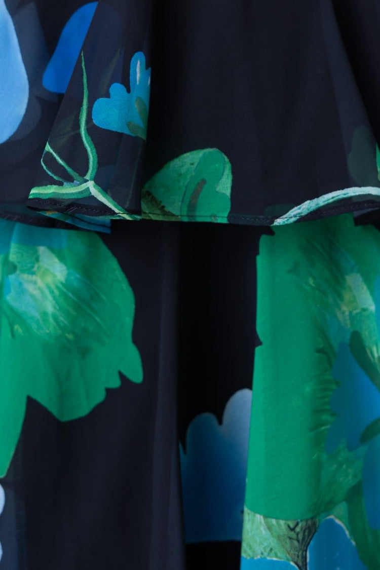 CD | REFRESHING FLORALE IMPRIMARE SPATE DANTELĂ-UP MULTI-TEIR RUFFLE TIV ROCHIE MAXI