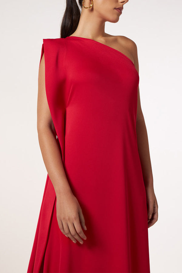 CD | Farmec atemporal un umăr A-line rochie maxi elegant