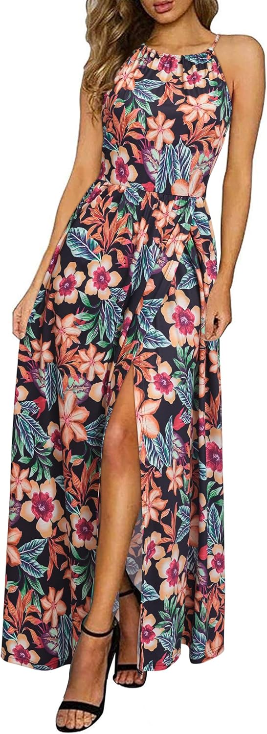 CD | Halter rochie maxi cu tăietură