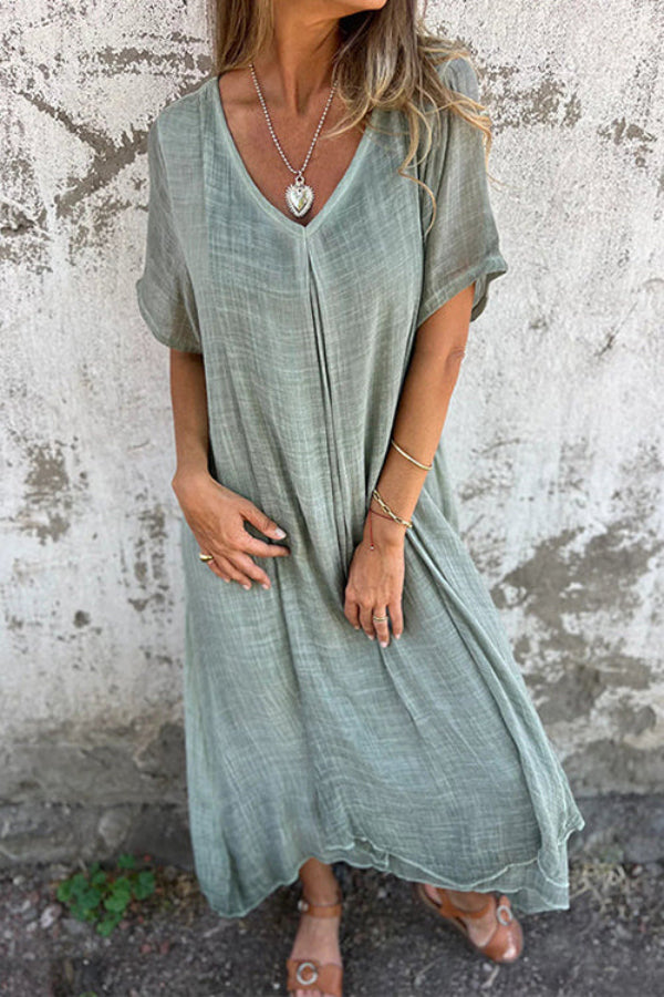 CD | V-neck vrac se potrivesc bumbac in rochie midi
