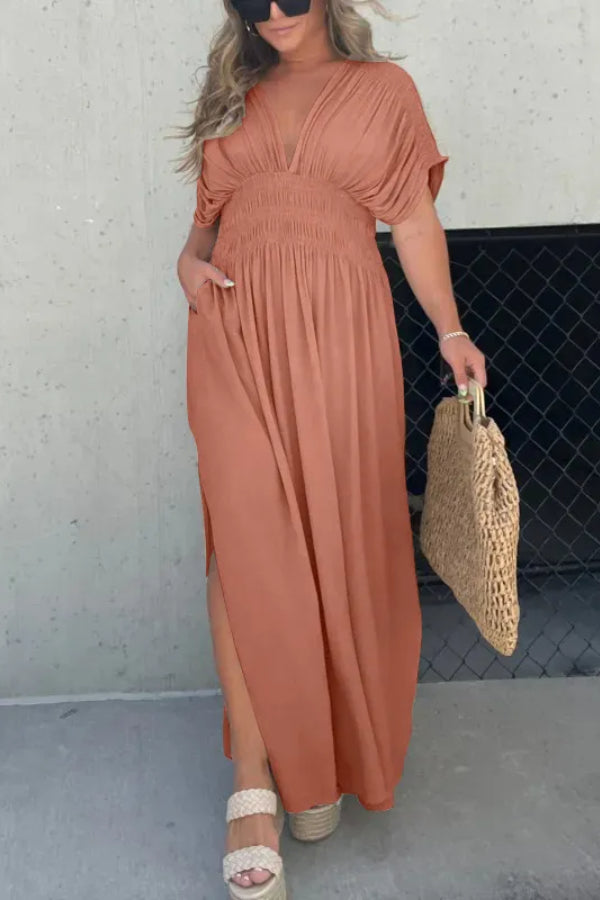 CD | SLIT V-NECK EFFORTLESS MAXI ROCHIE LUNGĂ (CUMPĂRARE 2 TRANSPORT GRATUIT)