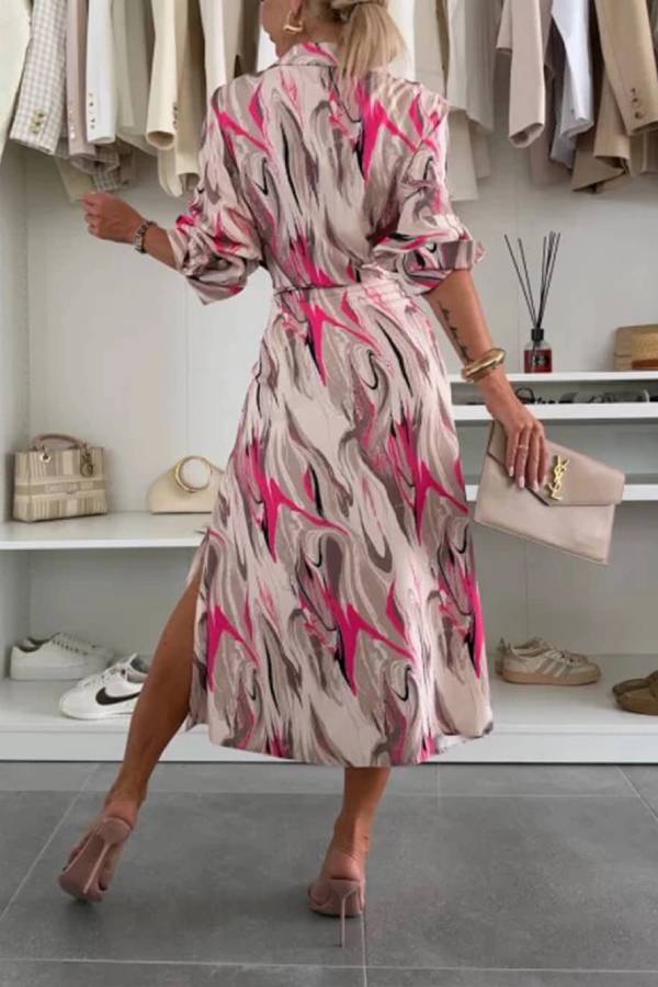 CD | Elegant Ease Satin imprimat rochie midi cu talie