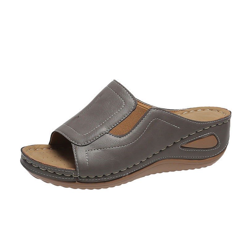 CD | Casual Summer Daily Comfort Slip On Solid Colour Sandale din piele