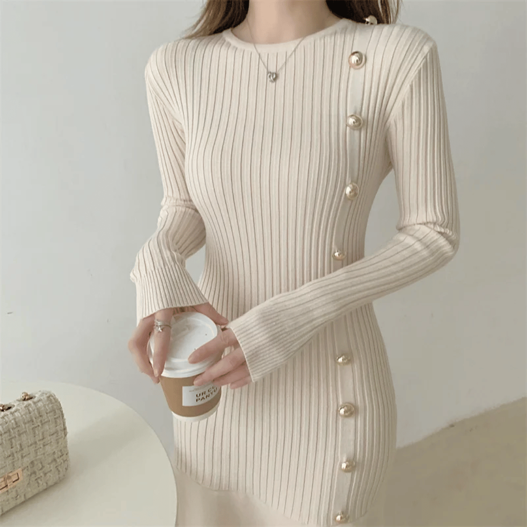 CD | rochie midi elegantă cu nervuri pentru femei