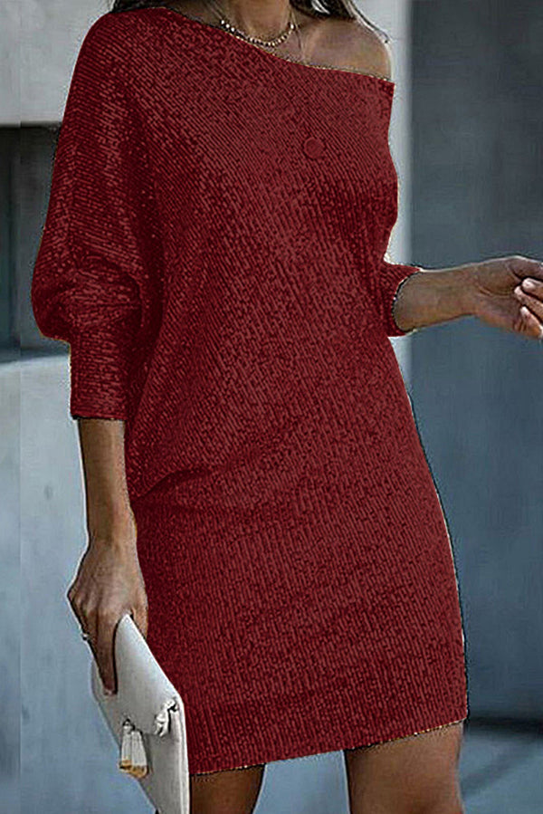 CD | Solid paiete Off-shoulder vrac Mini rochie