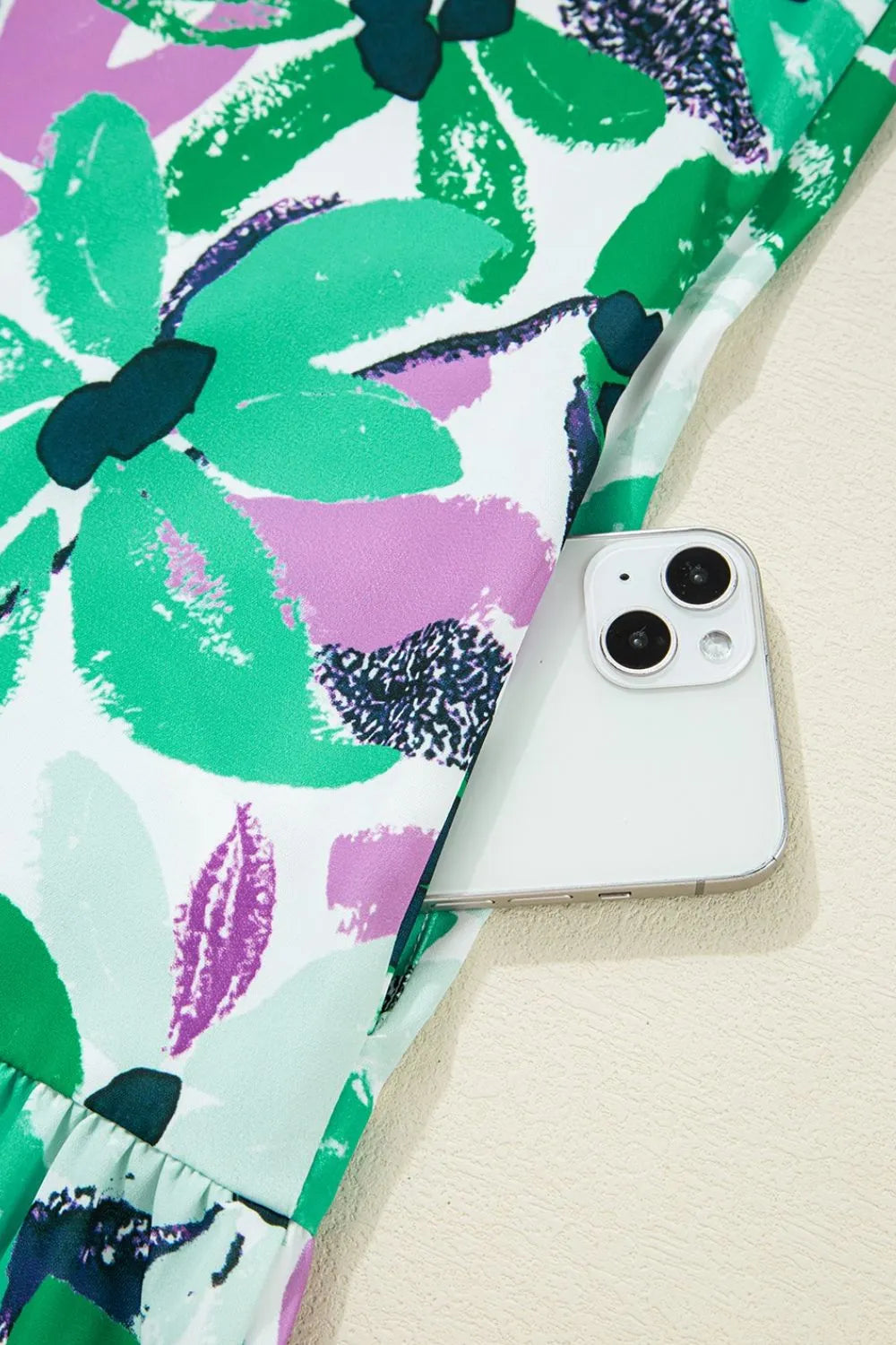 CD | Floral Print Gathered pătrat decolteu Loose-fit rochie mini