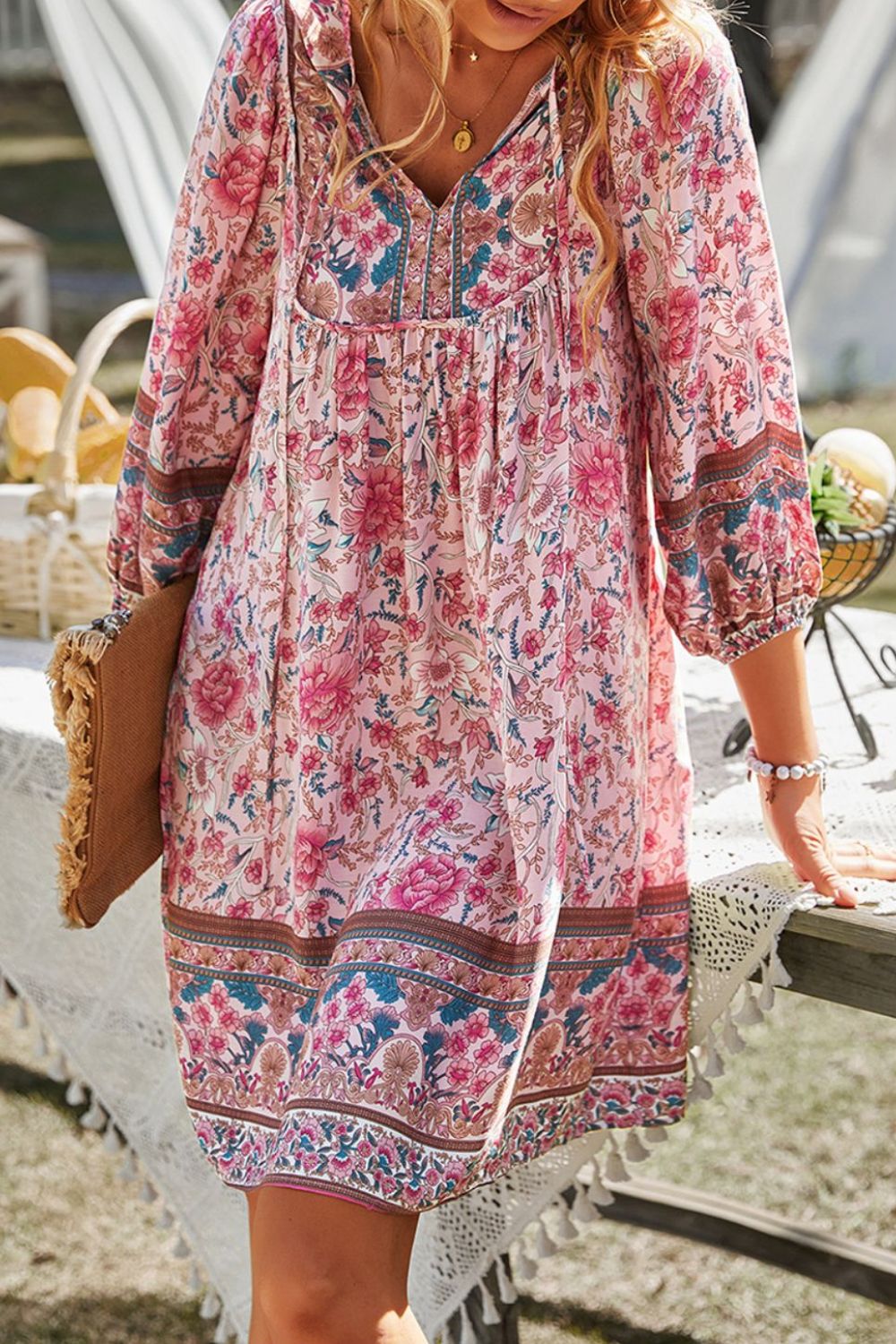 CD | Devine Rochie mini imprimată cu decolteu cu cravată