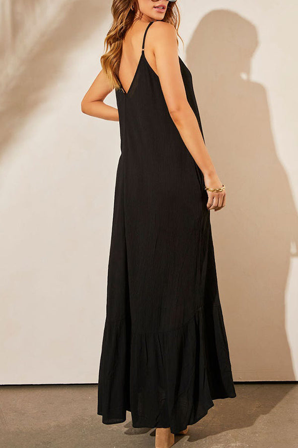 CD | KIMONIE Rochie maxi monocoloră cu buzunar
