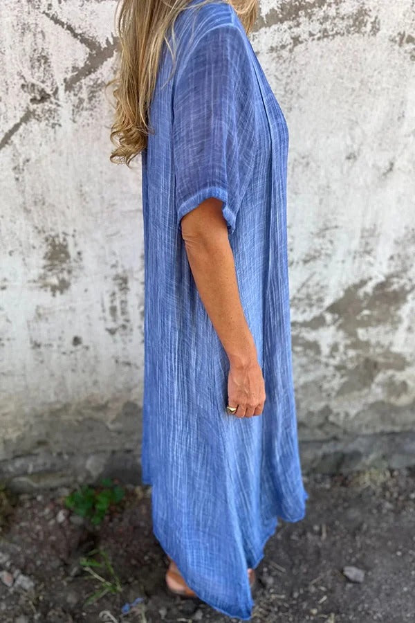 CD | Bayside Bliss amestec de in cu mânecă scurtă plisată vrac rochie midi