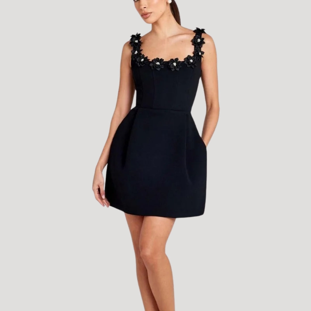 CD | Doamnelor florale applique a-line mini rochie de petrecere