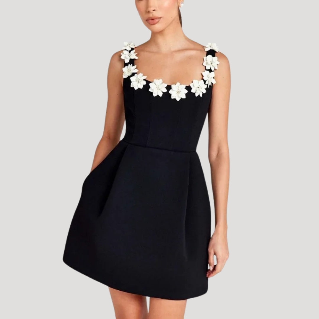 CD | Doamnelor florale applique a-line mini rochie de petrecere