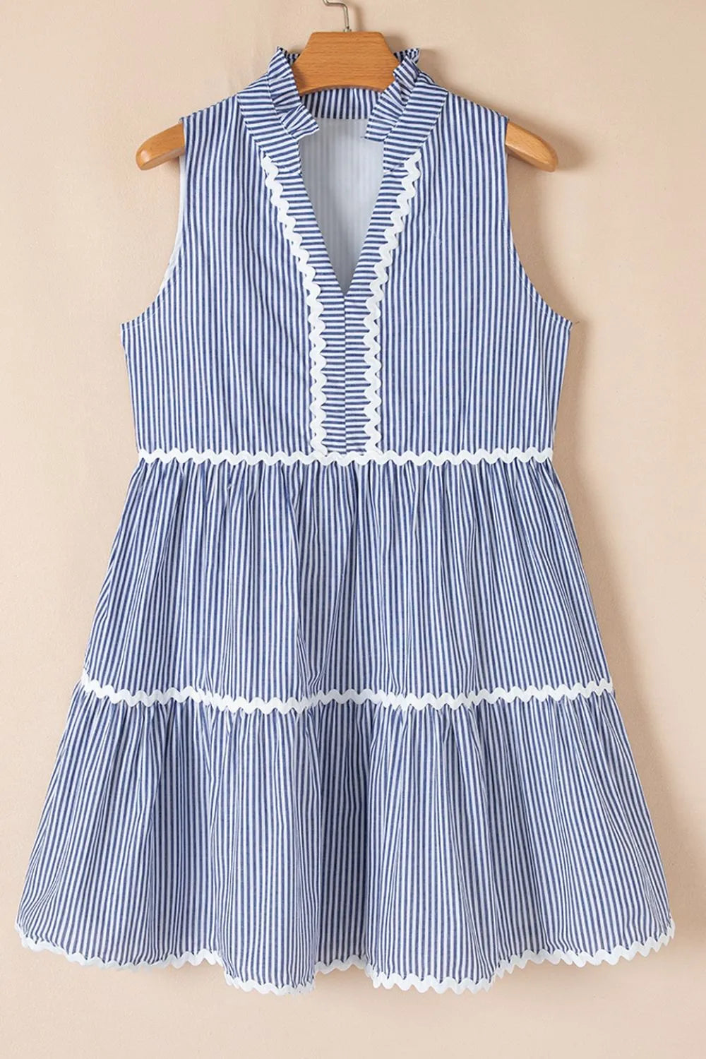 CD | Stripe Rochie mini fără mâneci, cu ric rac crestat