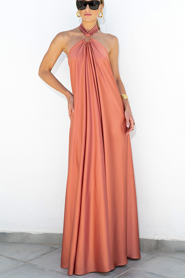 CD | Elegant și fabulos satin halter backless partid / vocație rochie maxi