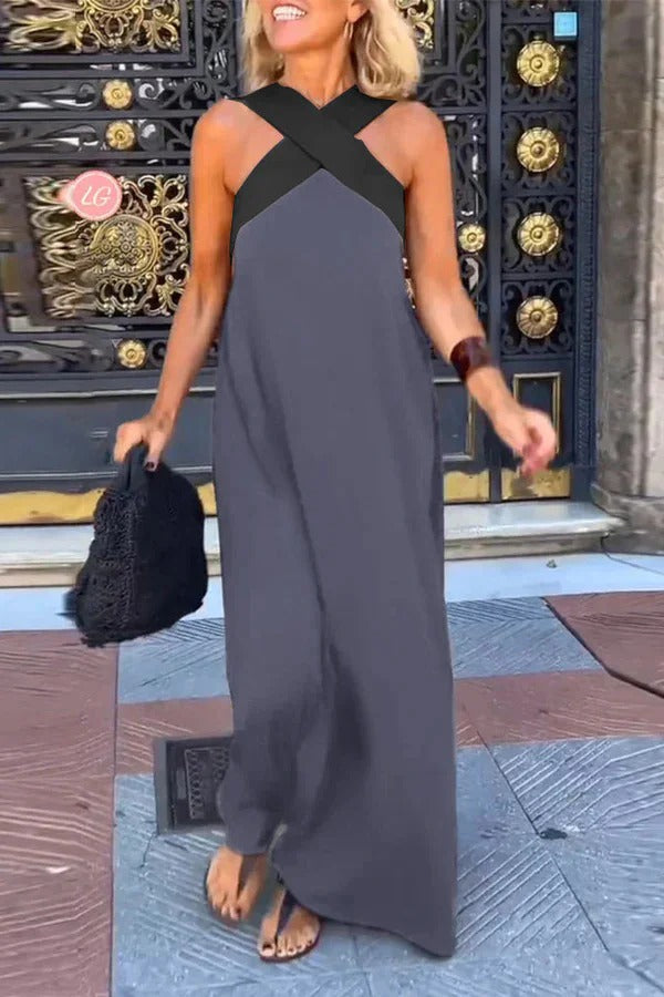 CD | Stylish crossover backless sleeveless vrac rochie maxi