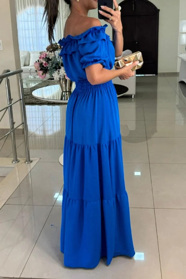 CD | Admite-ți sentimentele Rochie maxi fără umeri cu talie smocked