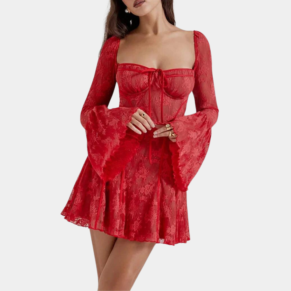CD | Rochie mini de vară romantică cu dantelă