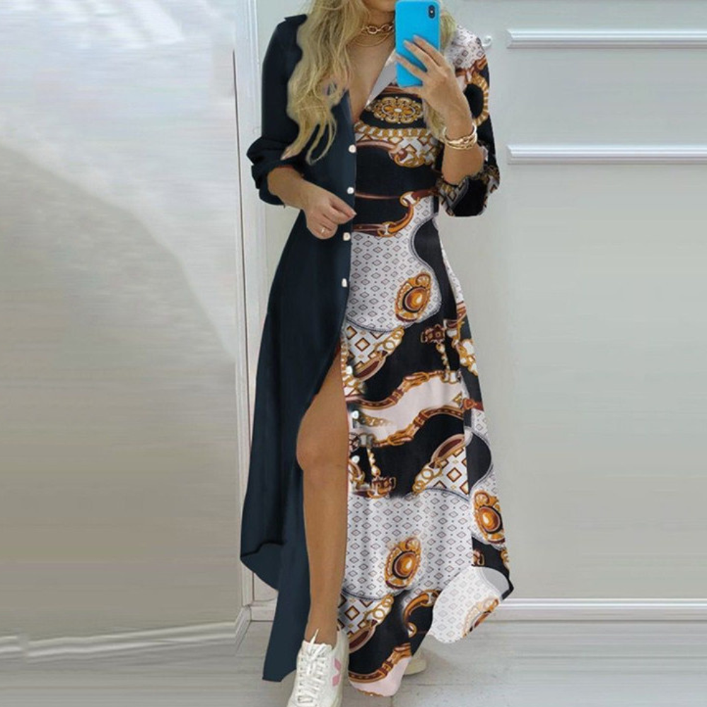 CD | rochie maxi elegantă cu mânecă lungă pentru ocazii casual și formale