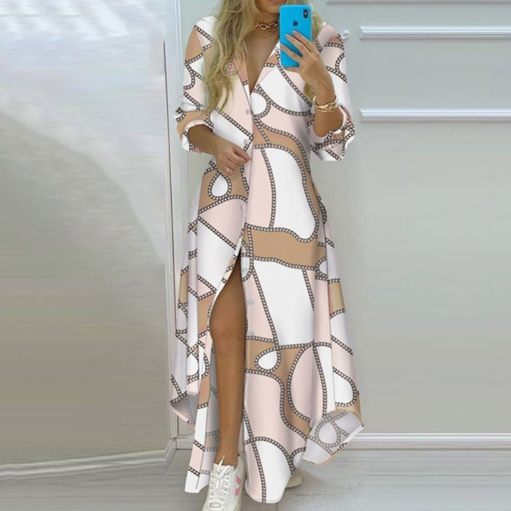 CD | rochie maxi elegantă cu mânecă lungă pentru ocazii casual și formale