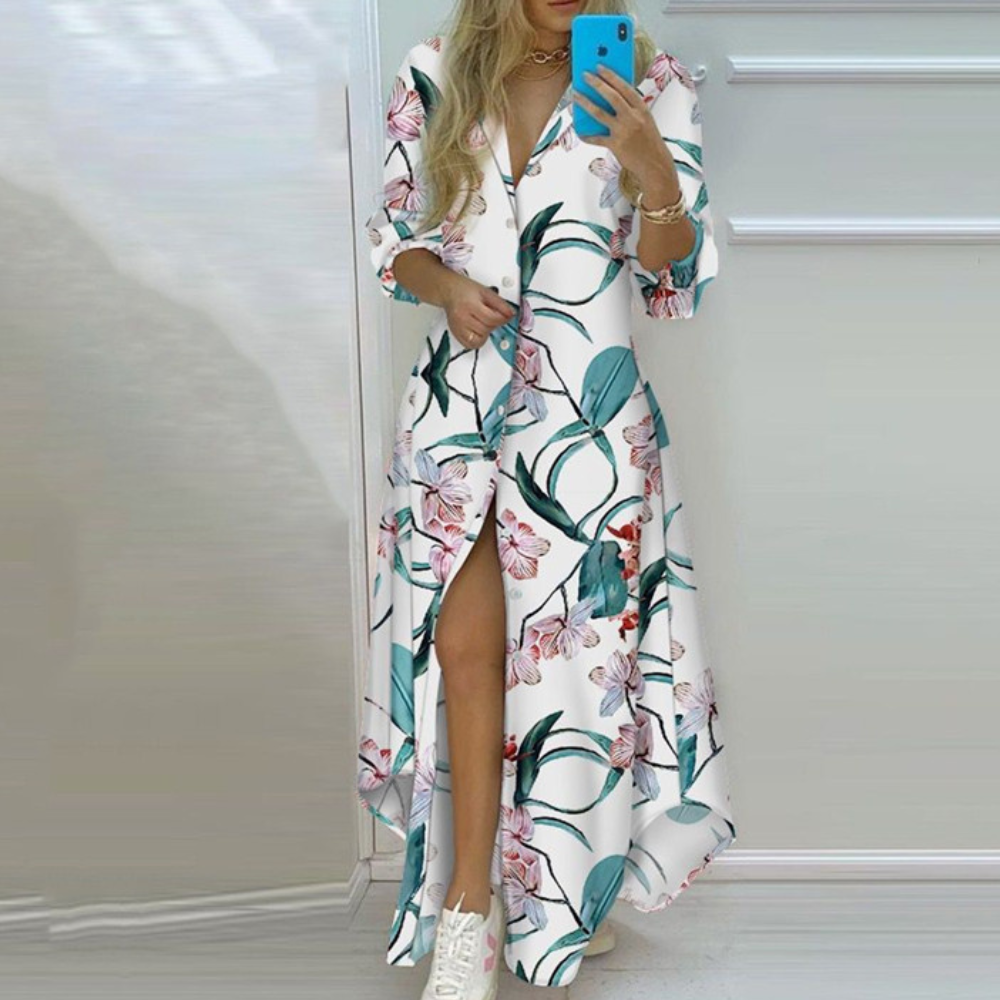 CD | rochie maxi elegantă cu mânecă lungă pentru ocazii casual și formale