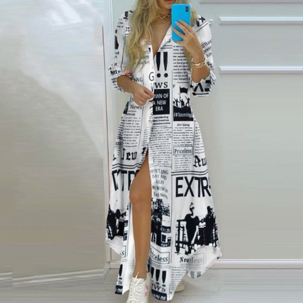CD | rochie maxi elegantă cu mânecă lungă pentru ocazii casual și formale