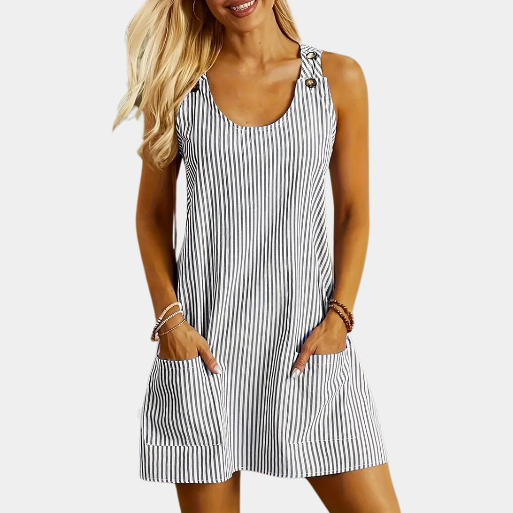 CD | Mini rochie de vară feminină fără mâneci, cu dungi