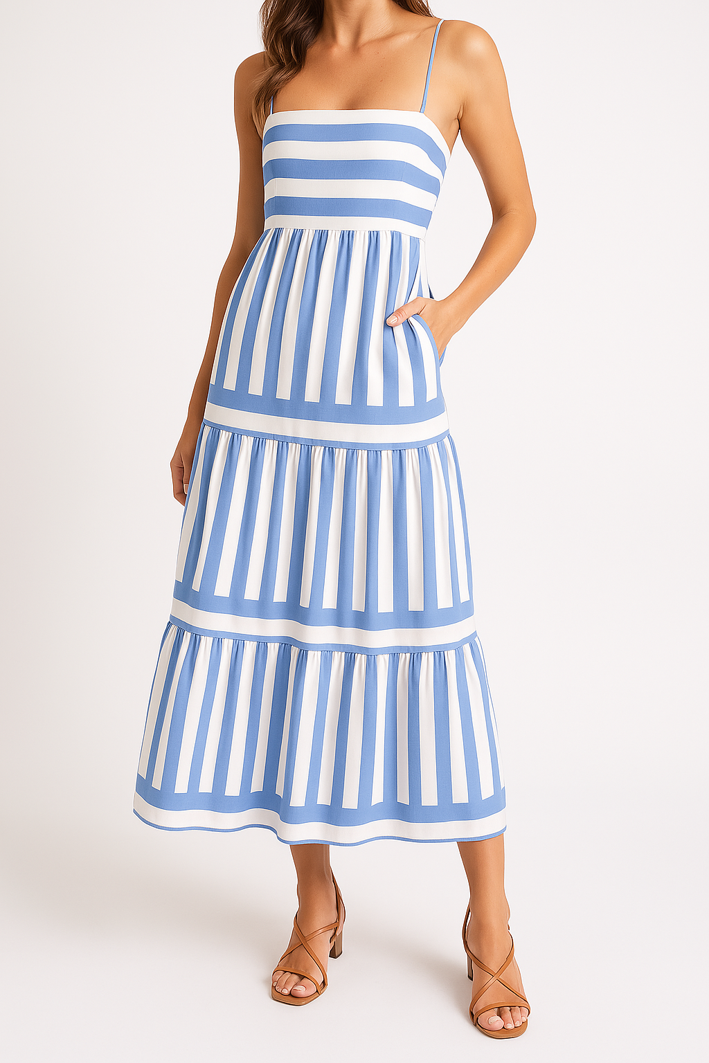 CD | Rochie de vară pentru femei - Bumbac ușor - A-line fit - Rochie maxi cu dungi