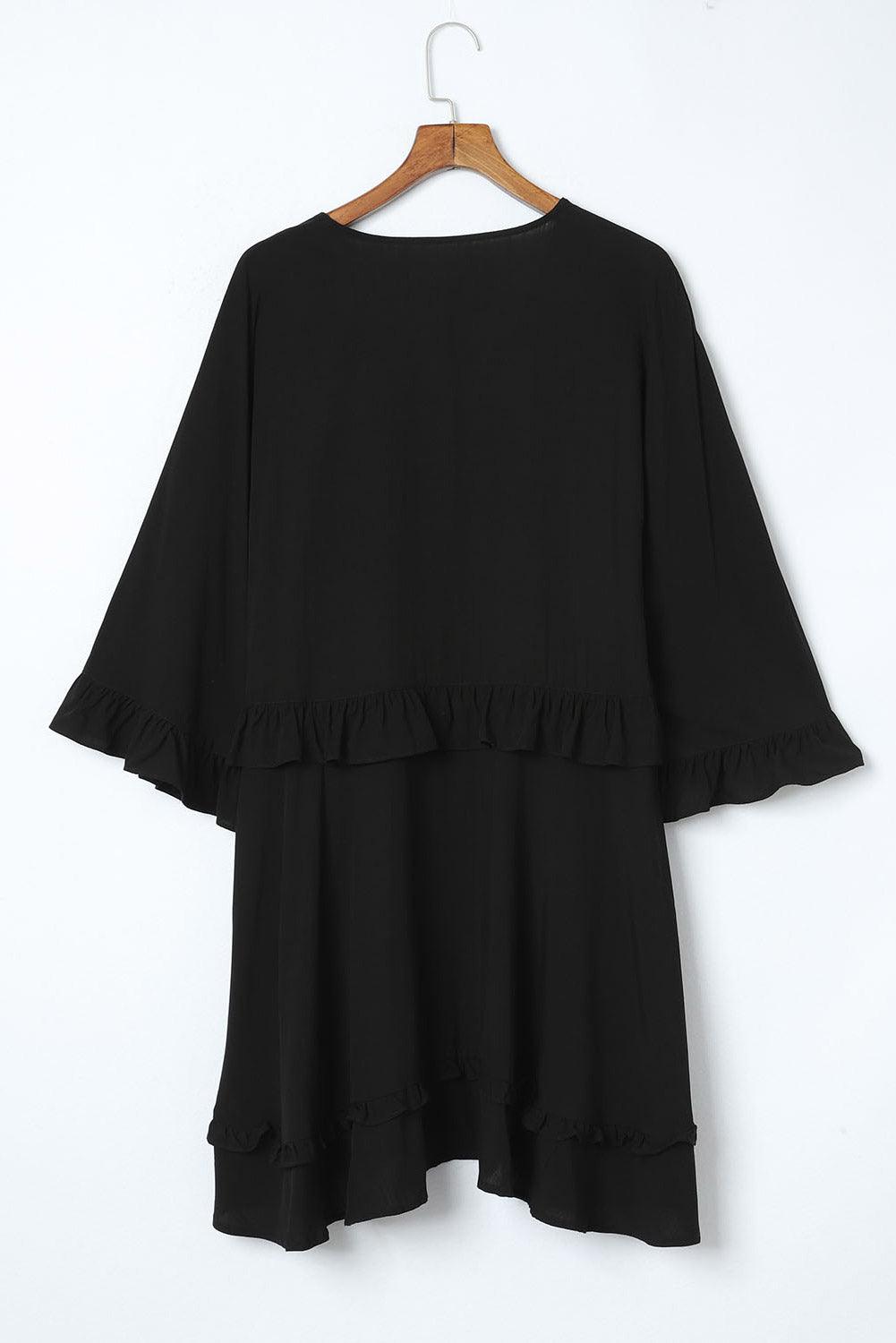 CD | Elegant negru babydoll rochie mini cu decolteu V