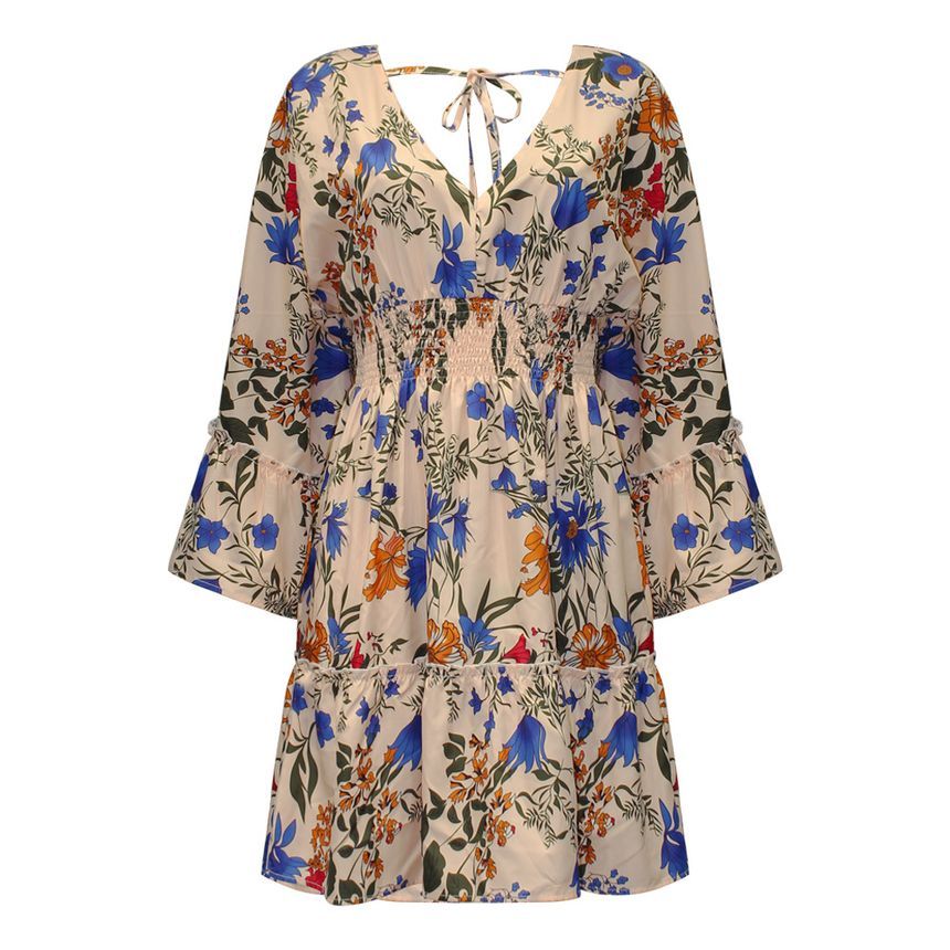 CD | Rochie mini A-line cu decolteu în V și model floral AH445