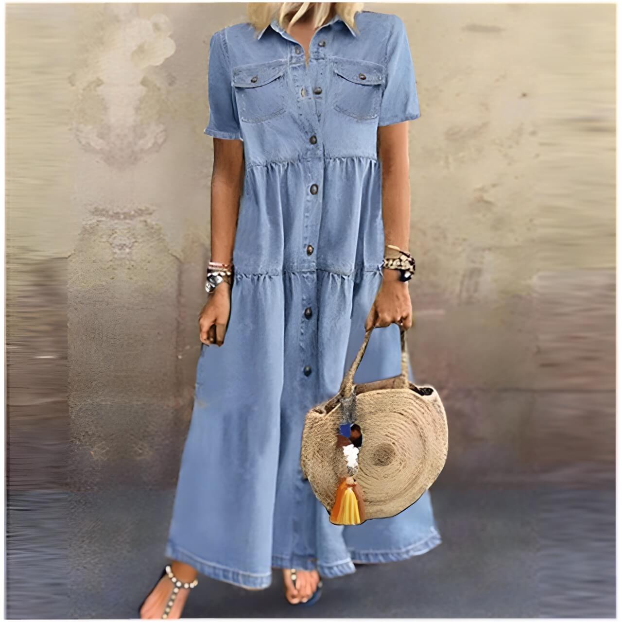 CD | Rochie maxi cu butonieră