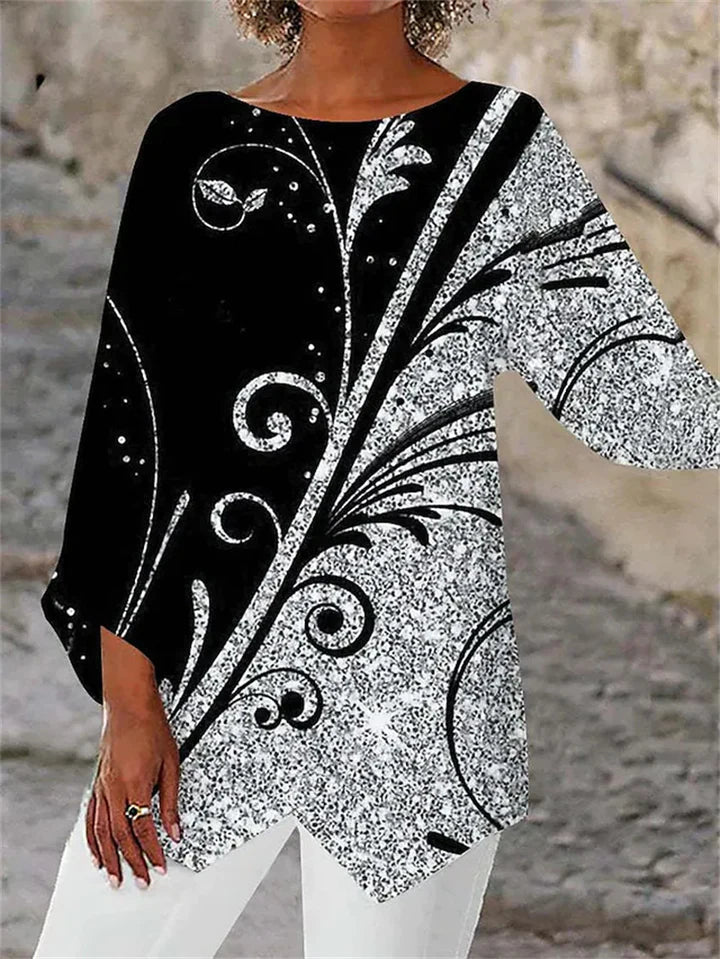 CD | Bluză elegantă cu mânecă lungă și imprimeu geometric