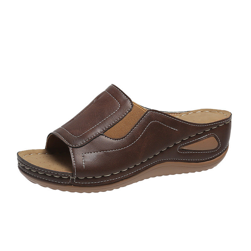 CD | Casual Summer Daily Comfort Slip On Solid Colour Sandale din piele