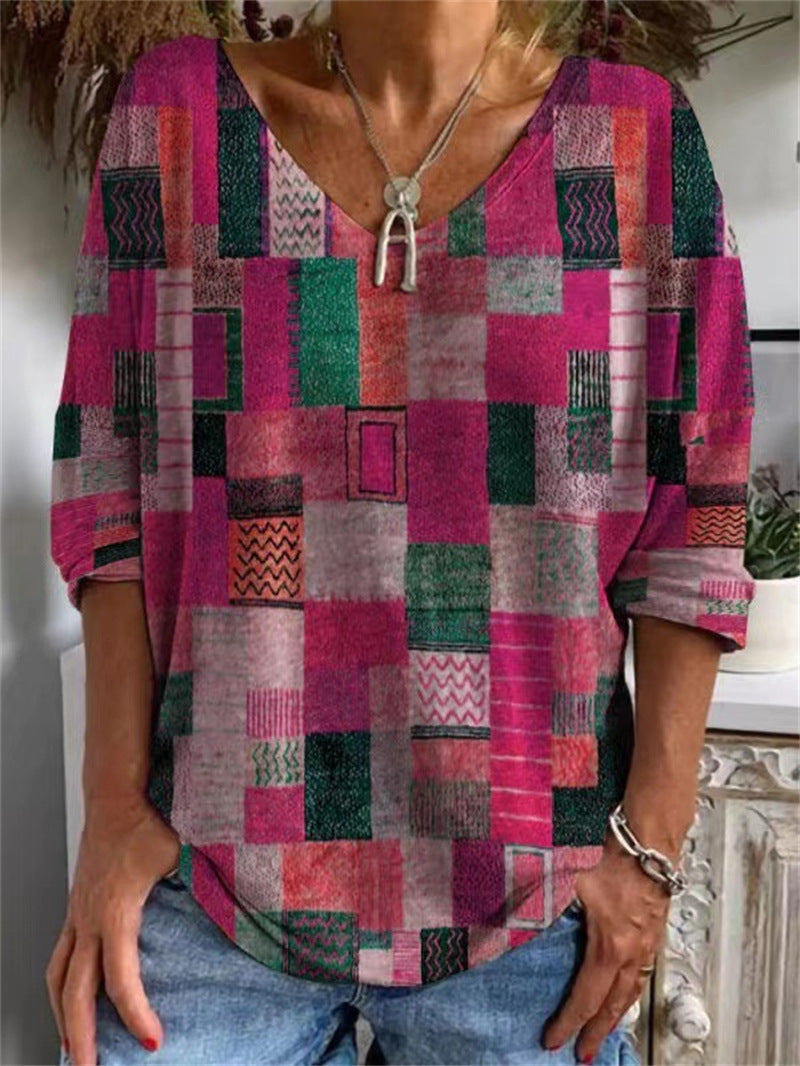 CD | Tricou geometric cu mâneci largi și model floral