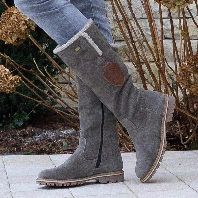 CD | Fashion Flat genunchi-înălțime cizme de zăpadă cu fermoar