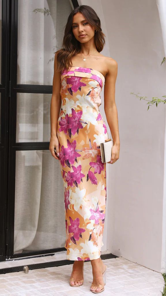 CD | Rochie maxi pentru femei - satin fără bretele - slim fit - ținută de seară formală
