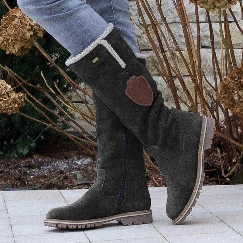 CD | Fashion Flat genunchi-înălțime cizme de zăpadă cu fermoar