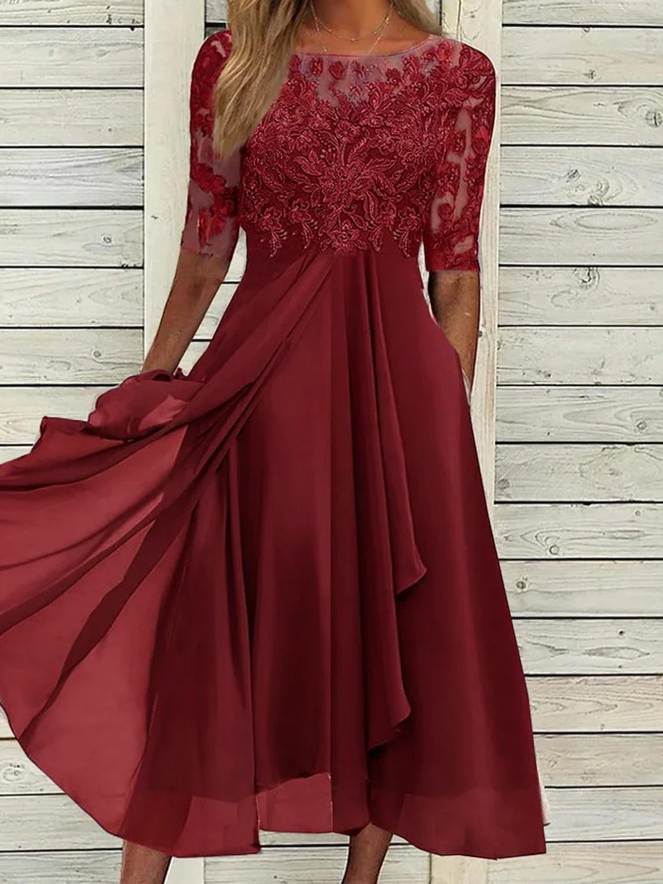 CD | Rochie midi elegantă din dantelă