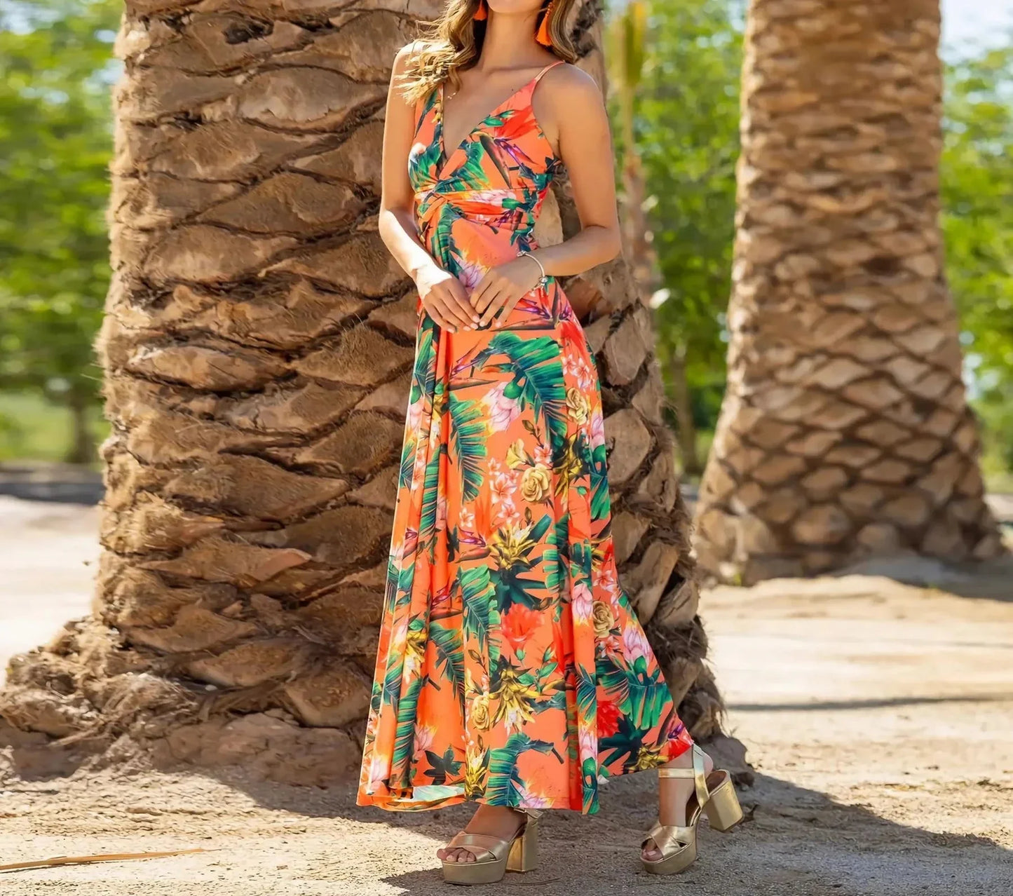 CD - Rochie maxi boho chic fără umeri