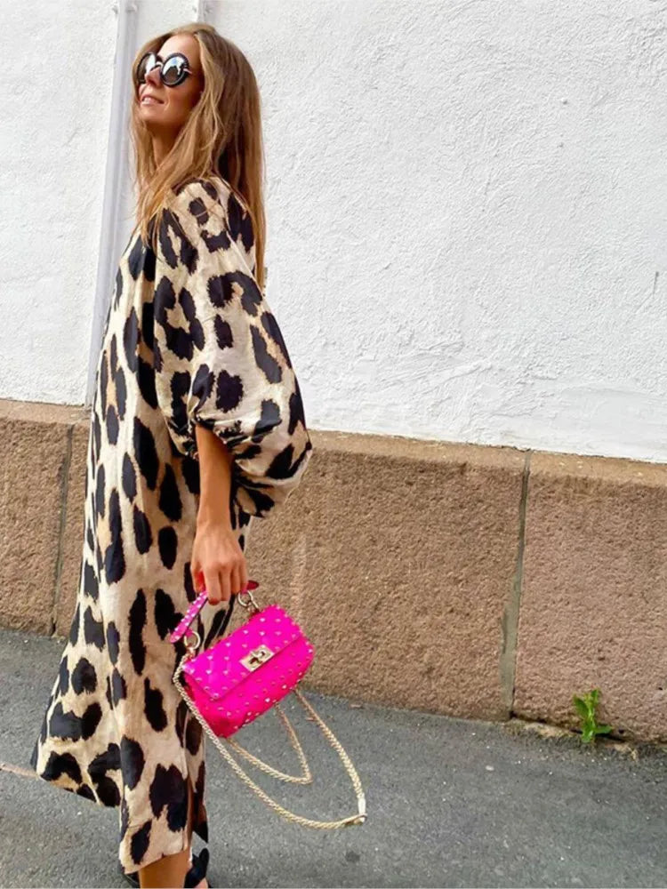 CD | Rochie midi Luxe cu imprimeu leopard